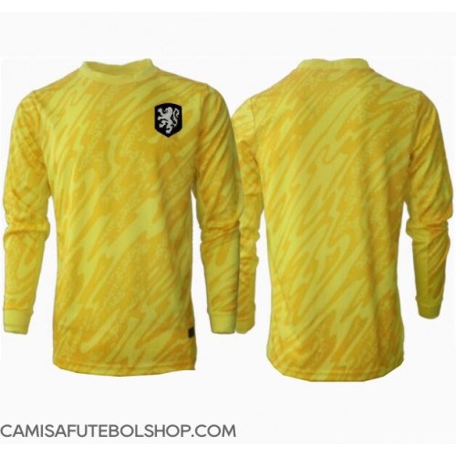 Camisa de time de futebol Holanda Goleiro Replicas 2º Equipamento Europeu 2024 Manga Comprida